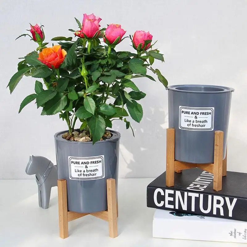 Деревянная подставка для цветов с четырьмя ножками прочный держатель полка