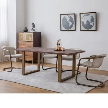 

Ins Chair Modern Simple Iron Art Personalized Creative Restaurant Northern Europe Dining Chair Leather Designer Dining
