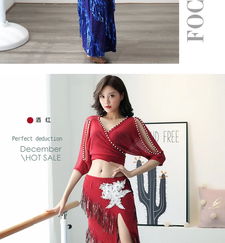 Belly Dance Costume Female Elegant Sequin Tassel Bellydance Dresses Oriental Dance Clothes Belly Dance 2 Piece Set DQL2508