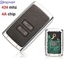 Jingyuqin chave remota para renault, 4 botões, smart, 434mhz, carrinho aes, 4a, sem chave chave do carro da entrada