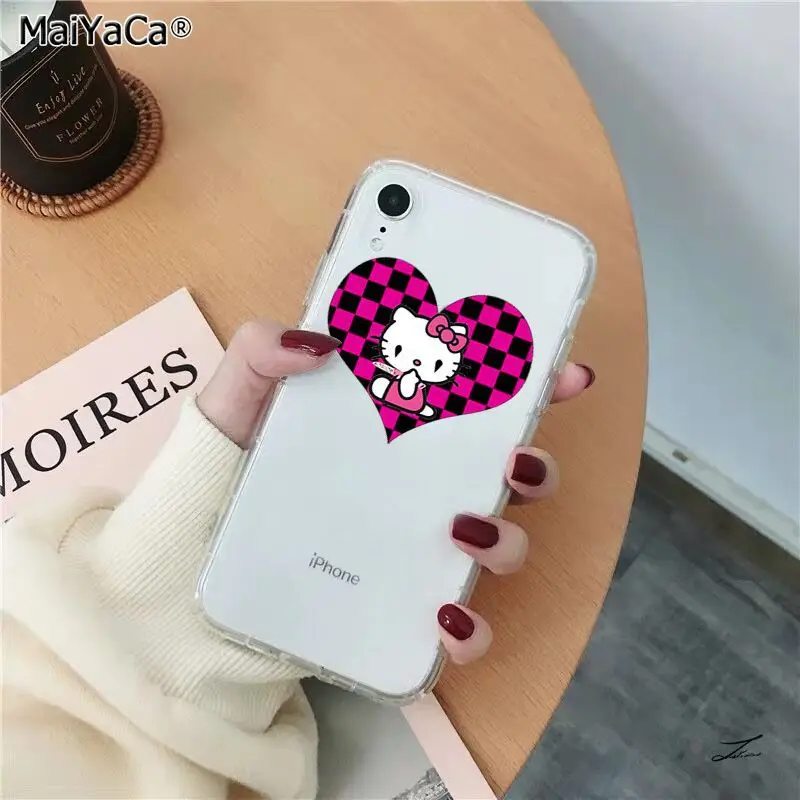MaiYaCa милый Hello Kitty силиконовый чехол для телефона из ТПУ с принтом "для Apple iphone 11 pro 8 7 66S Plus iphone X XS MAX 5S SE XR крышка чехол для мобильного телефона