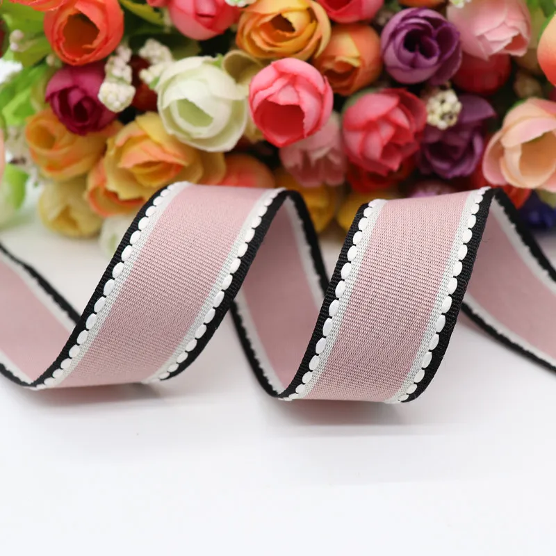 Stitch Ribbons 10 Yards 10MM/25MM/38MM Stitch Ribbons Colorful Edge Dotted Line Ribbon For Hair Bows DIY Crafts Handmade Accessories Y19041802