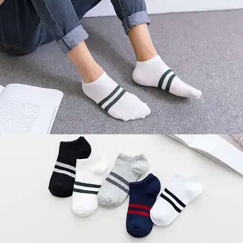 

5 pairs of men's socks all cotton breathable sweat absorption low top stripe short tube spring and summer cotton socks