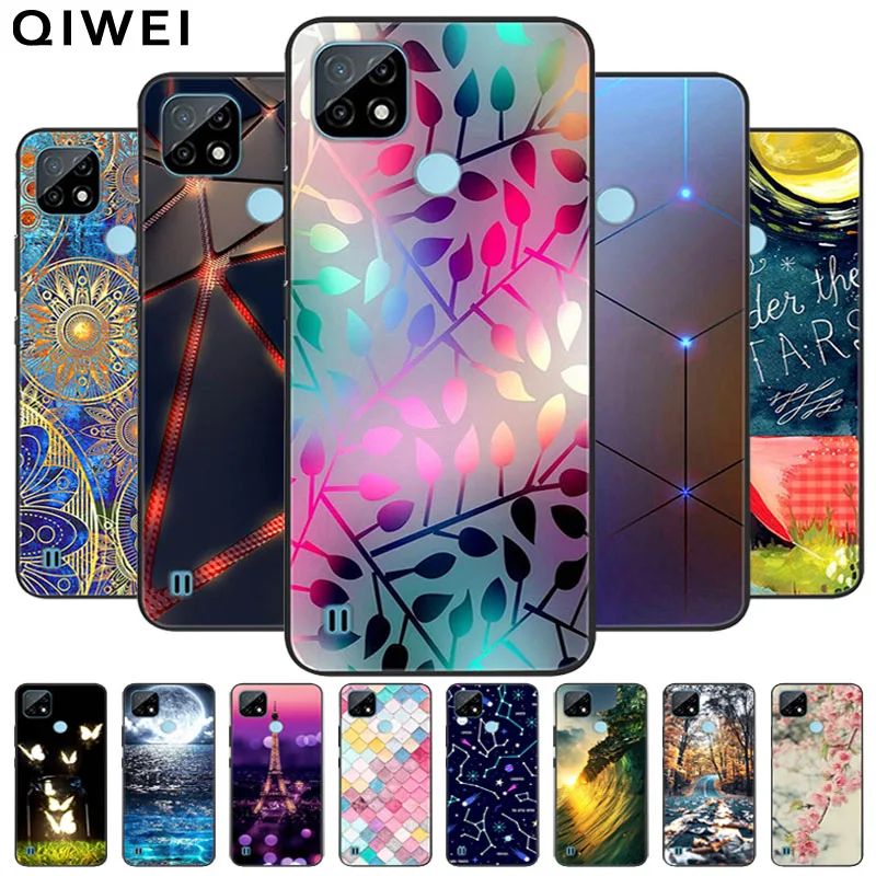 Funda trasera de silicona suave para teléfono móvil OPPO Realme C21, cubierta de parachoques negro de 6,5 pulgadas para Realme C21 2021, RealmeC21 C 21