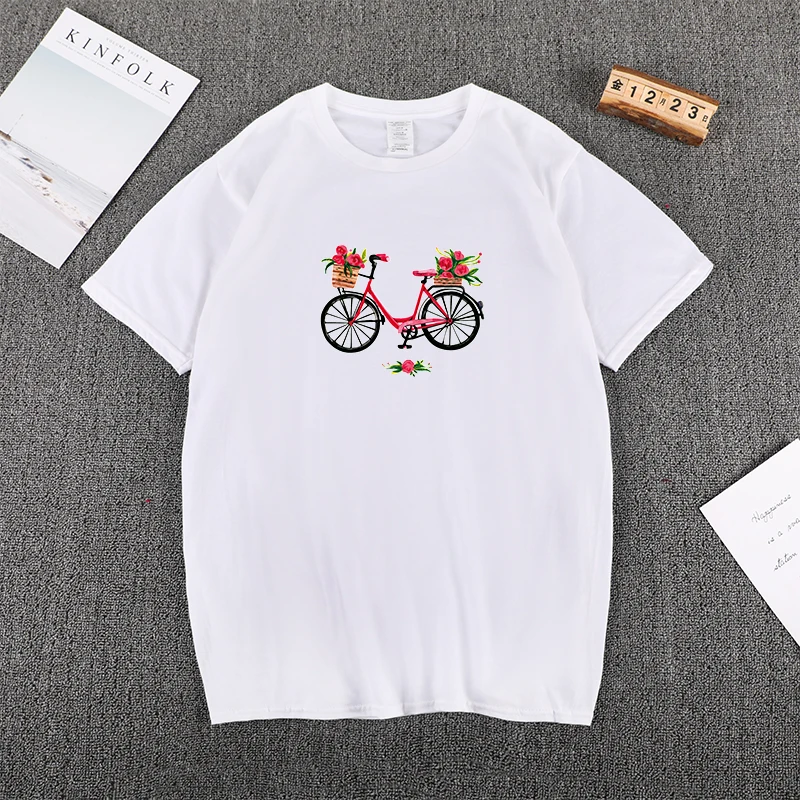 

High Quality T Shirt Women 2020 100% Cotton Elegant flowers Printed Fashion Short Sleeve Couples loose O-neck Tops & Tees