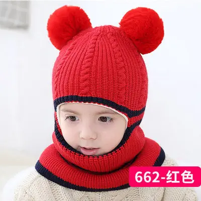 Бургундия Imcute/Новинка года; Балаклава маска меховая шапка Зимняя шерстяная теплая бархатная шапка вязаная шапка детская помпон Gorras - Цвет: Бургундия