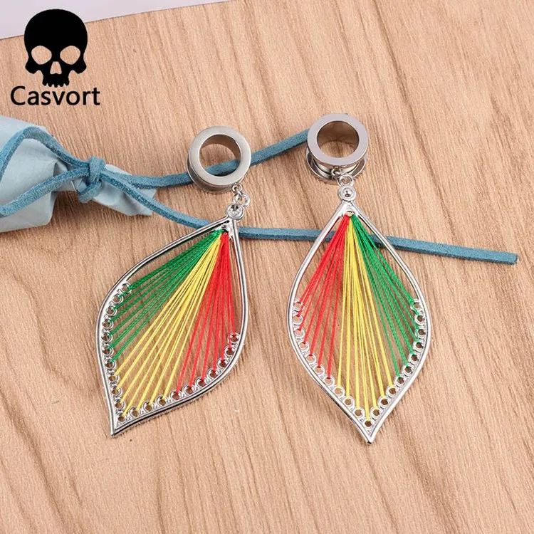 Casvort 2 шт для пирсинга, из нержавеющей стали листья болтаются беруши и туннели тела ювелирные изделия винтовые диаметры для ушей пара расширитель