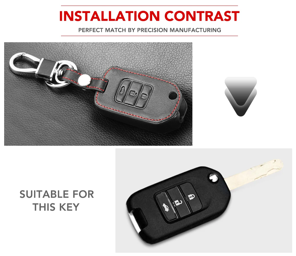 Кожаный чехол для ключей автомобиля для Honda Civic X-RV Jazz Greiz Crdder 3 кнопки складной пульт дистанционного управления брелок Защитная крышка брелок аксессуары