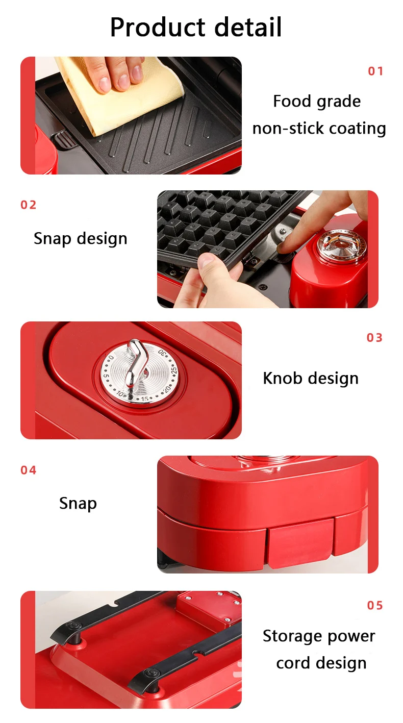 Description Picture 5 of itemDMWD Household Multifunctional Electric Breakfast Waffle Maker Automatic Sandwich Bread Toaster Ham Meat Grill Pan 220V