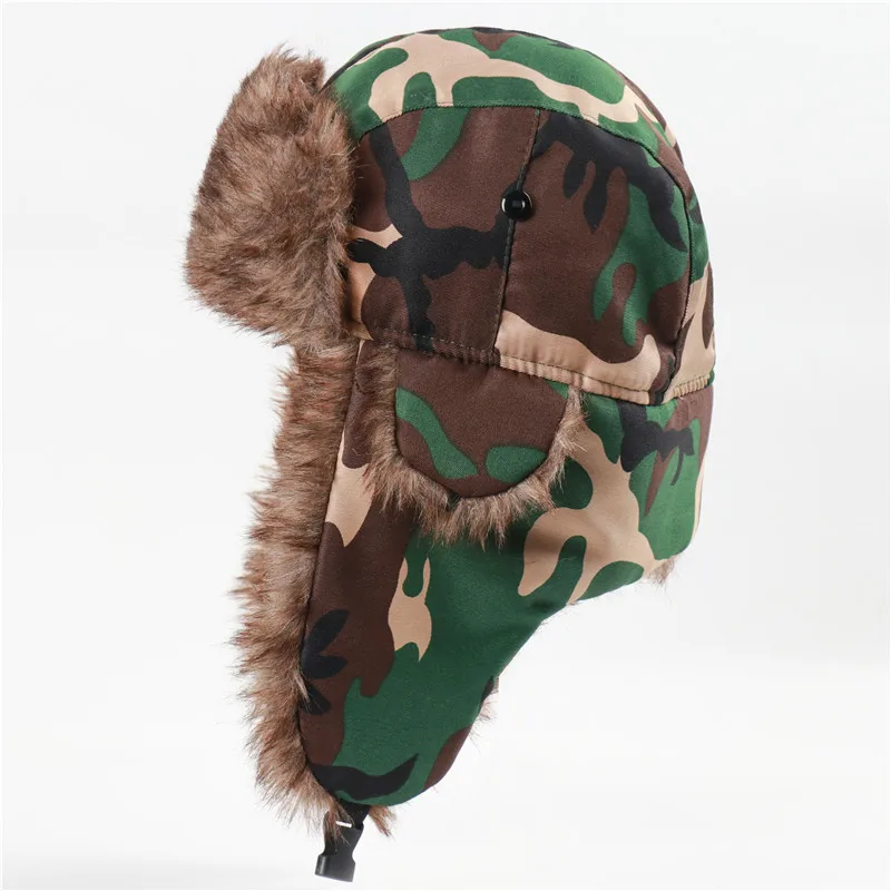 waterproof bomber hat CAMOLAND Winter Warm Bomber Hat Women Men Military Army Soviet Badge Russia Ushanka Cap Outdoor Faux Fur Earflap Caps mad bomber leather rabbit fur hat