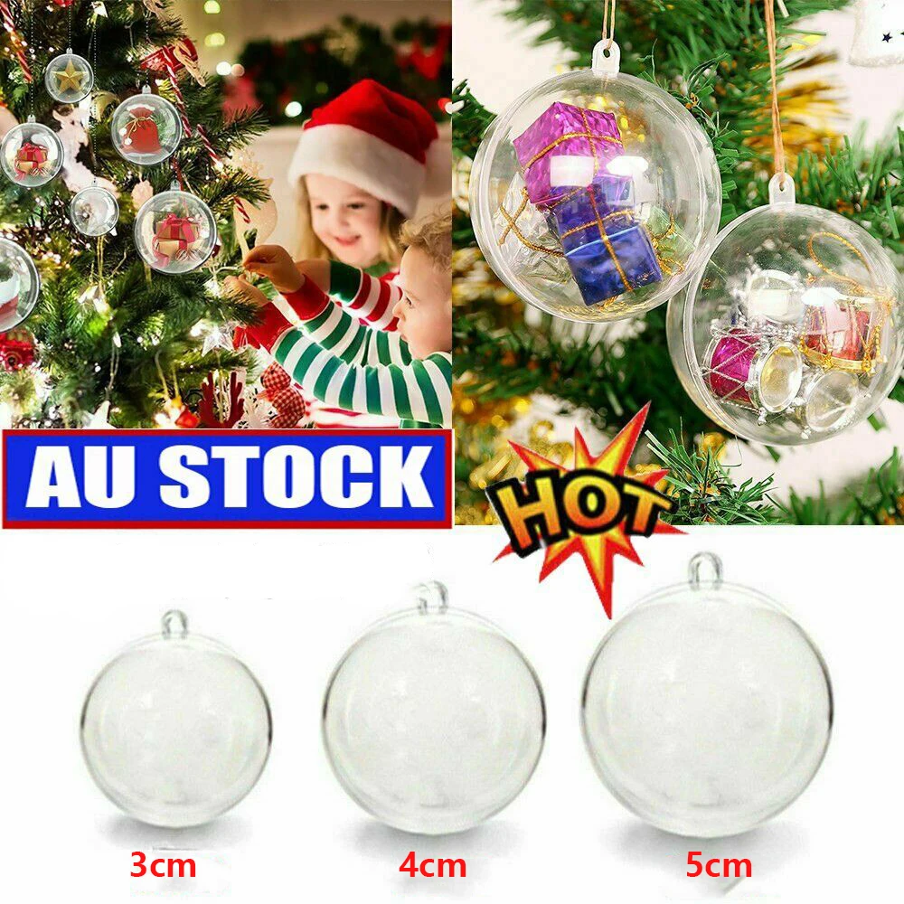 Clear Plastic Photo Fillable Christmas Bauble Decoration Ornament Gift Box 