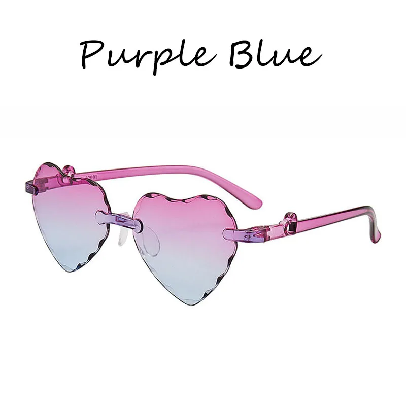 purple blue Модные солнцезащитные очки в форме сердца для детей, коллекция года, роскошный бренд, пляжный Подарочный очки для девочек и женщин, для вождения, карнавала, UV400 - Цвет линз: purple blue