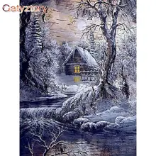 

GATYZTORY Painting By Numbers For Adults Children Mountain Snow Scenery Oil Picture By Number 60x75cm Frame Home Decorations