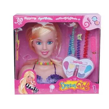 

Fashion Stylist Head Doll Set Fashion Head Doll Makeup Headdress Practice Combing Hair Pretend Play Toy For Girl Birthday Gift