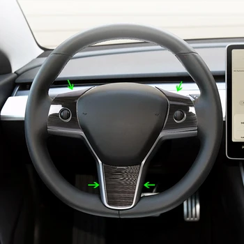 

3pcs Car Steering Wheel Panel Switch Button Cover Sticker Trim For Tesla Model 3 2018 2019