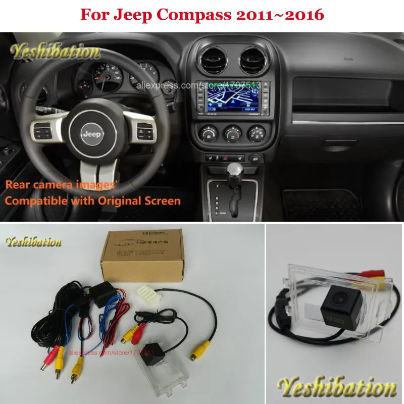 

Камера заднего вида yeshiбация для Jeep Compass 2011 ~ 2016-наборы резервных камер заднего вида RCA и совместимый оригинальный экран