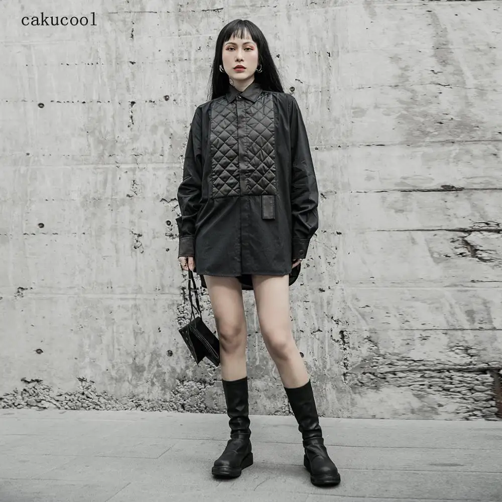 Cakucool 2020 Весенняя темно-черная тонкая хлопковая Свободная Повседневная рубашка