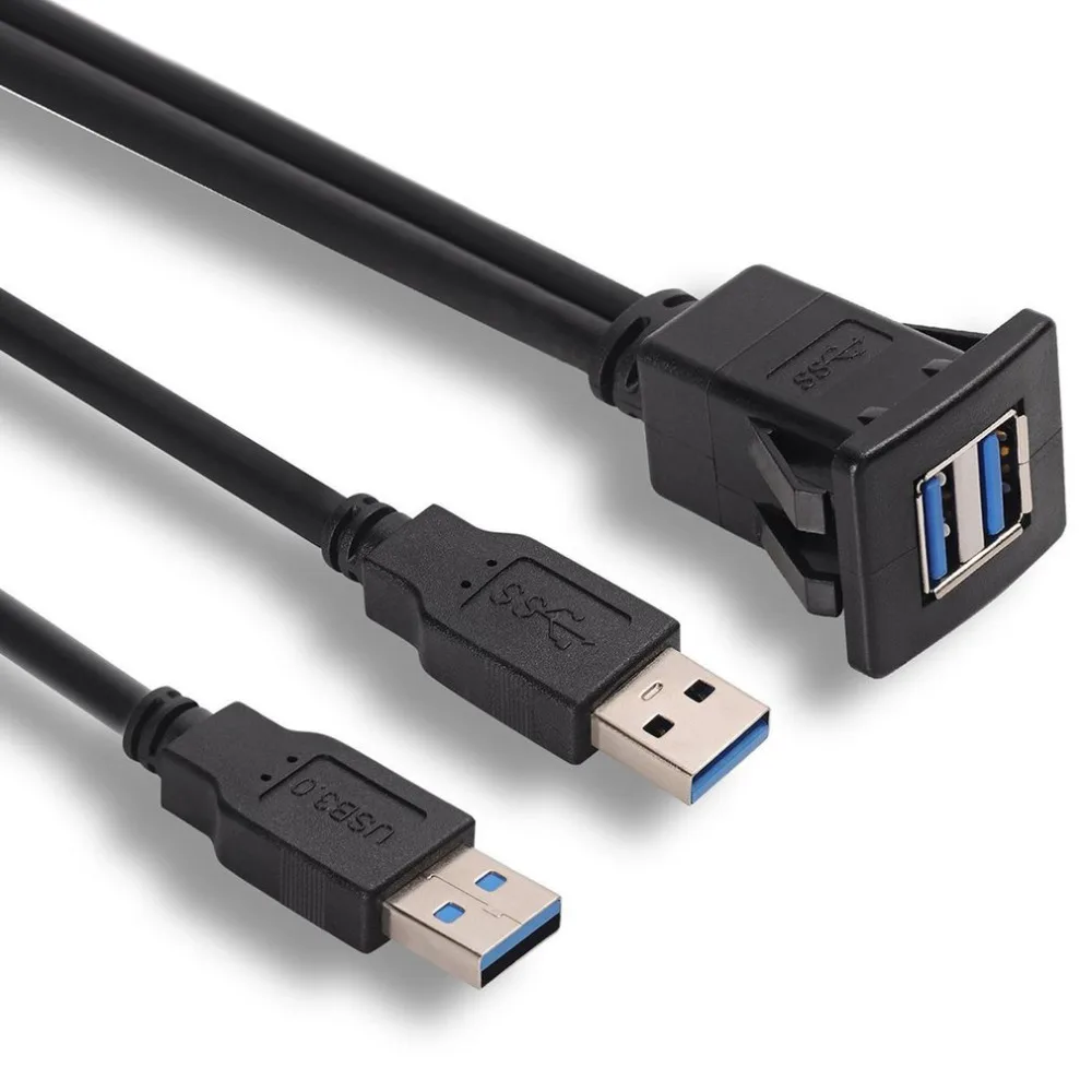 1 м гнездо USB кабель для передачи данных 3,0 Авто заподлицо мужчина к гнездовому разъёму провод-удлинитель приборной панели Панель квадратный аудио линия для мотоцикла