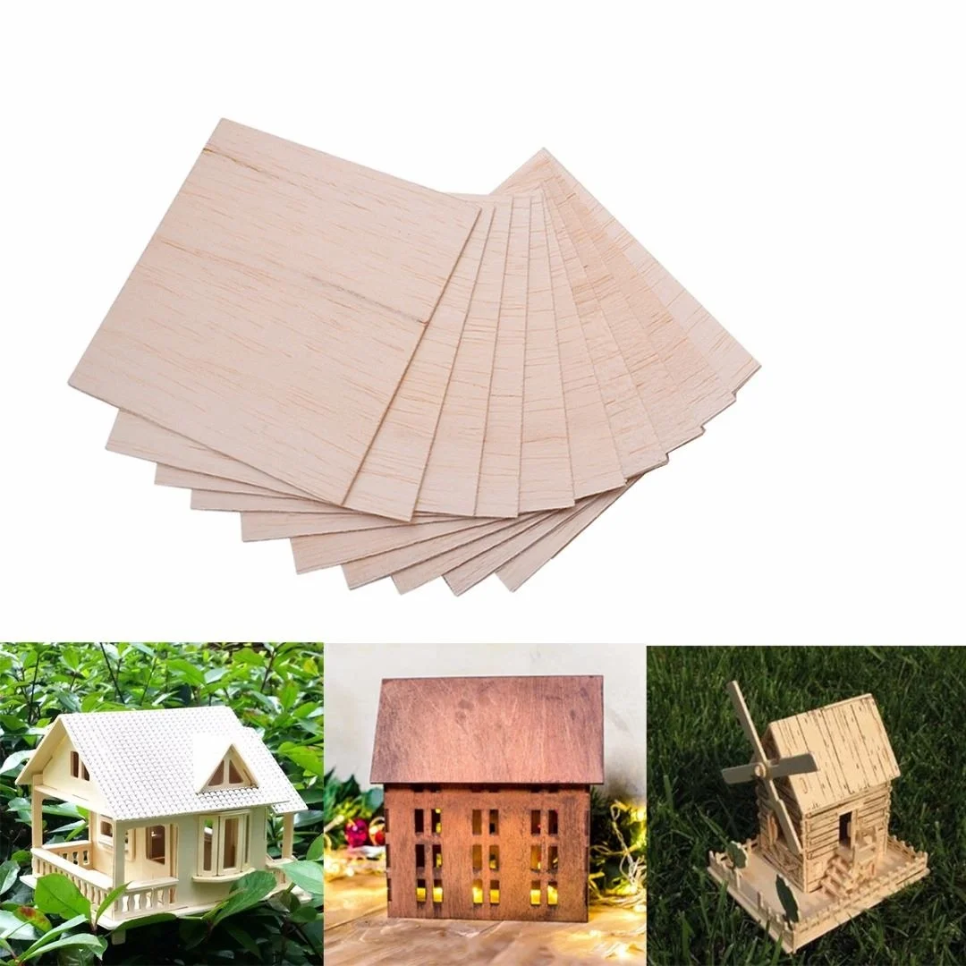 10 шт. 100x100x2 мм деревянная Пластина Модель пробкового дерева листы DIY Дом корабль самолет