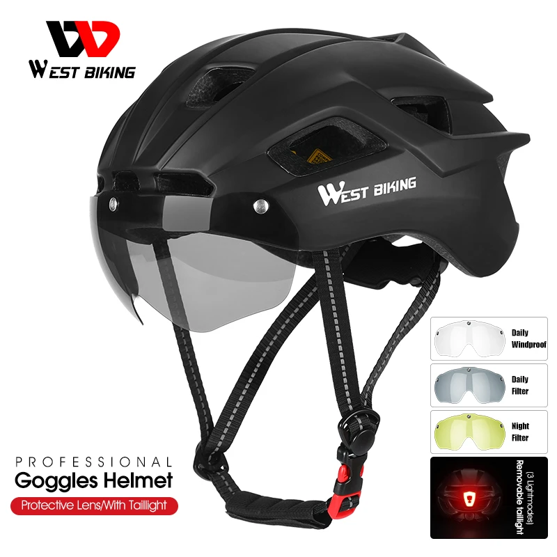 Mountain  MTB Bike Helmet Bicycle Sport Cycling Helmet Protective &Goggles Visor