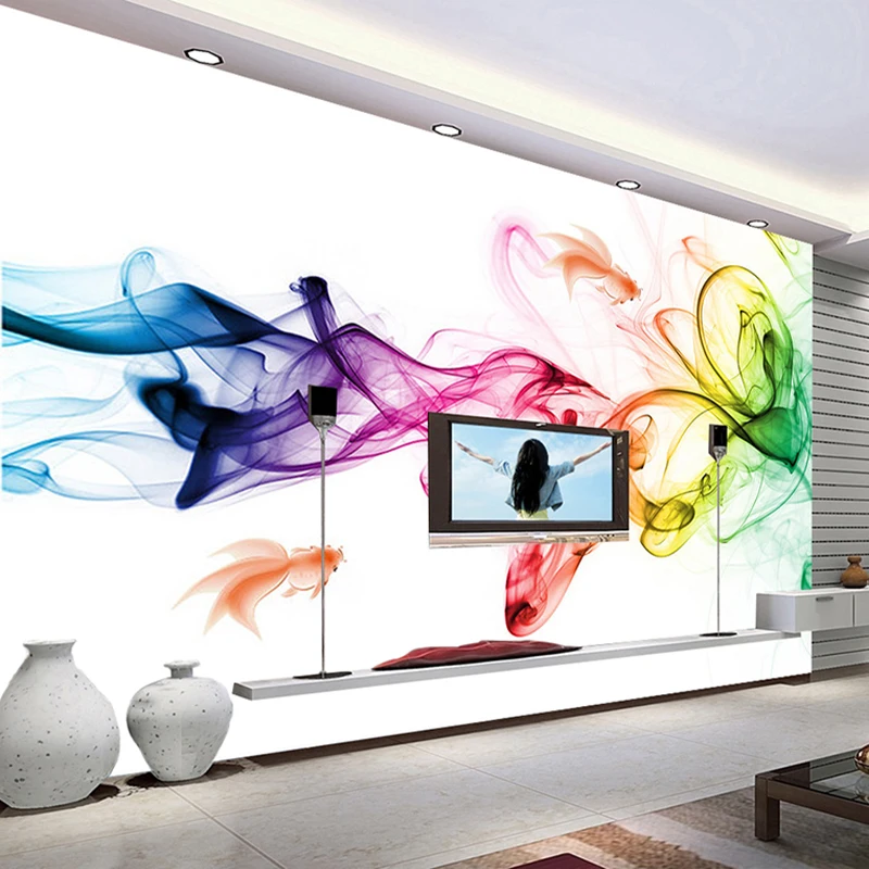 Papel tapiz Mural personalizado, pintura De pared De Arte De humo De Color geométrico abstracto moderno, sala De estar, sofá, Fondo De TV, Papel De pared 3D