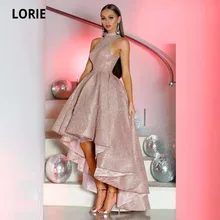 

LORIE Shiny High Low Prom Dresses 2021 High Neck Arabic Evening Gown Celebrity Party Dress for Graduation robe fete femme