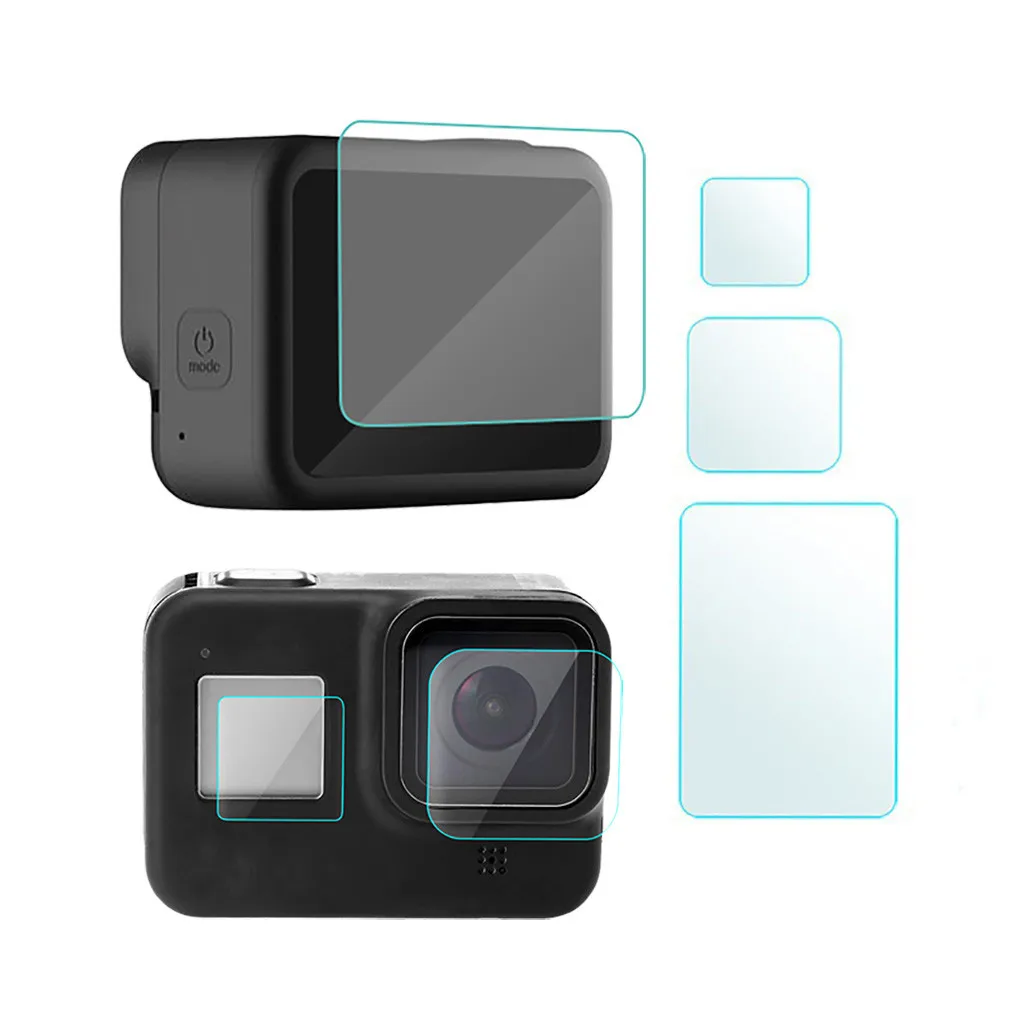Для Go-pro 8 1 комплект Закаленное стекло пленка двойной экран+ объектив протектор Черная Камера полный экран Защита аксессуары для камеры