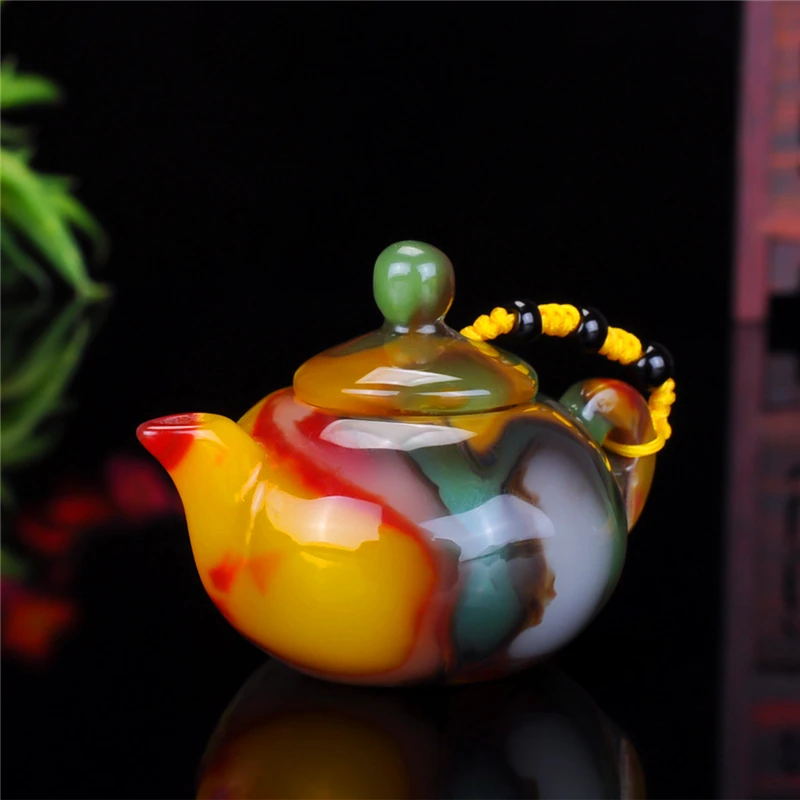 Xinjiang Gobi Jade красочный агат ручной резной чайник игра вещь волшебный горшок коллекция орнамент подарок Прямая поставка P96