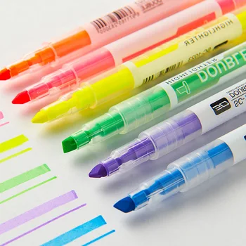 

Double Tips Highlighters Watercolor Pens Paint Markers Round & Oblique Head for Writing and Drawing, Notes Taking Stationery