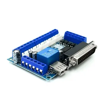 

5 Axis CNC Breakout Board Optocoupler Isolation with USB Cable for Stepper Motor Driver MACH3 Parallel Port Control