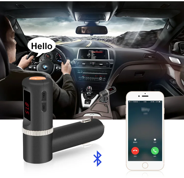 LAMJAD автомобильное зарядное устройство 5 В 4.2A Bluetooth fm-передатчик автомобильный комплект Hands-free беспроводной MP3-плеер двойной USB Visture BC08 DFDF