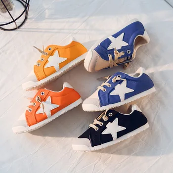 

New Children's Canvas Shoes 2020 Kids Flats Casual Shoes white/pink/black/yellow/orange/blue Boys Sneakers Girls Canvas Shoes
