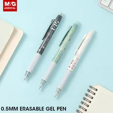 M & G – stylo à bille rétractable effaçable, 0.5mm, cristal noir, bleu foncé, recharge d'encre, stylos à Gel, étudiant de bureau, nouveau, 12 pièces/lot