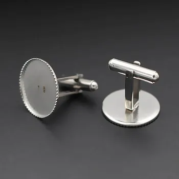 

Stainless Steel Cufflinks Base Men's Cuff Link Settings 16 18 20mm Circle Less Depth Bezel Cabochon Base Cufflink Findings DIY