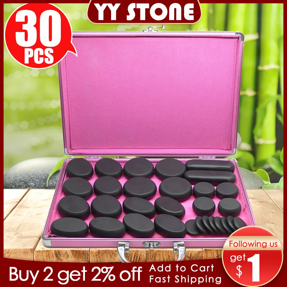 Hot Stone Massage Set Riscaldatore Box Alleviare Lo Stress Mal Di Schiena Assistenza Sanitaria Digitopressione Lava Pietre Di Basalto Per L'Assistenza