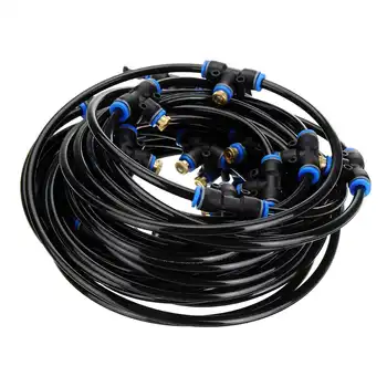 

10M Hose + 17pcs Nozzles Water Misting Cooling Irrigating System Water Sprinkler Outdoor Mist Cooling SprayTool for Greenhouse