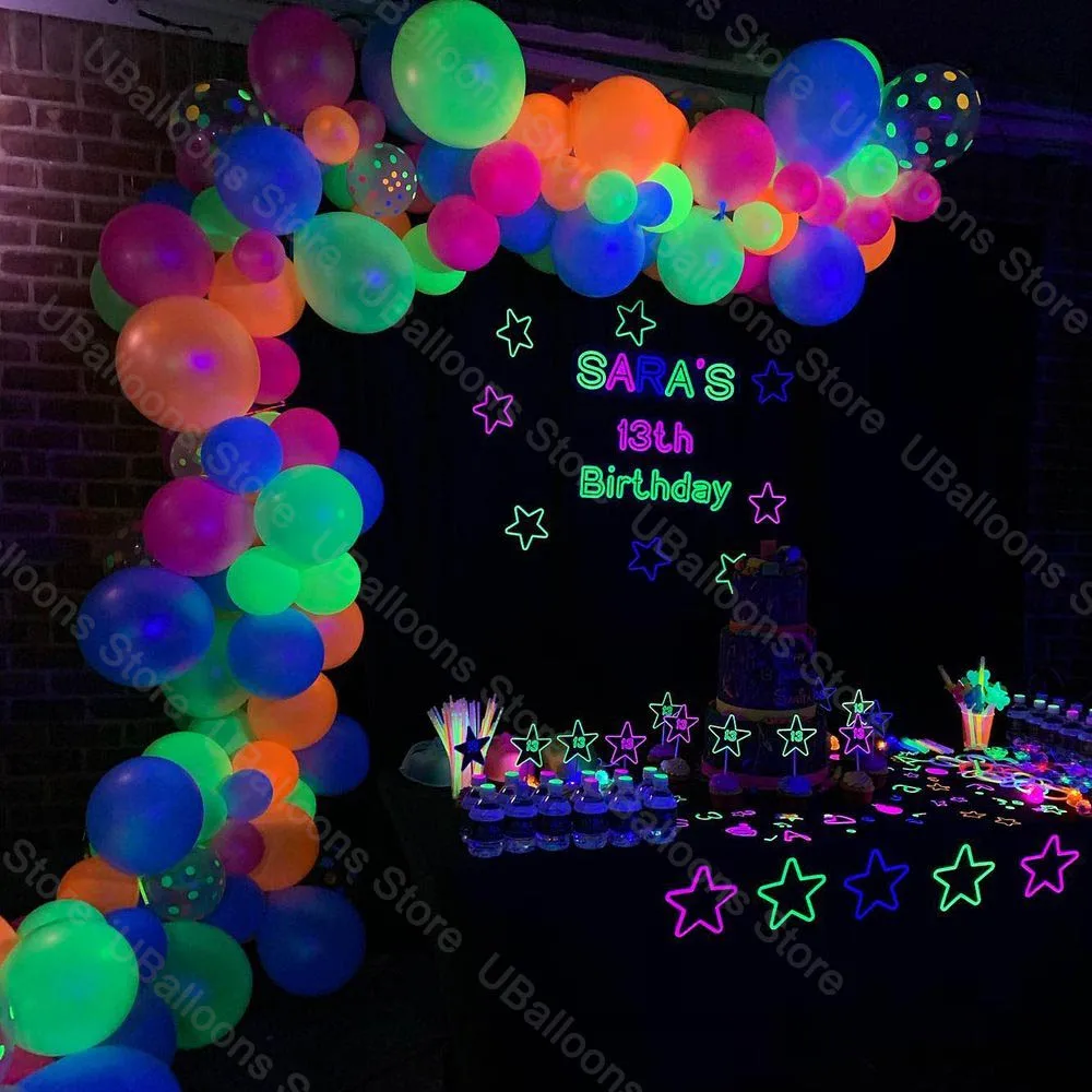 12 Pezzi Palloncini Fluorescenti Colorati Che Brillano Al Buio, Decorazione  Per Festa Neon, Sfondo Per Festa Glow Party, Palloncini In Lattice Per