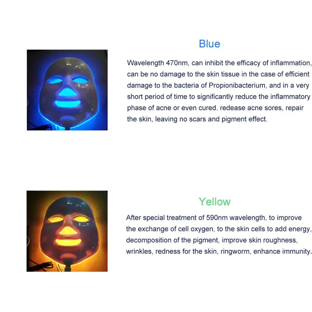 Beauty Photon светодиодный маска для лица терапия 7 цветов светильник уход за кожей омоложение морщин удаление акне уход за лицом Красота спа
