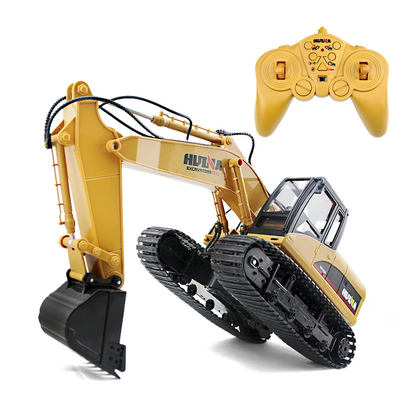 HuiNa 1350 15 Channel 2.4G 1/14  RC Excavator Charging Remote Control Excavator Vehicle Adults RC Car Toys Kids Christmas Gift