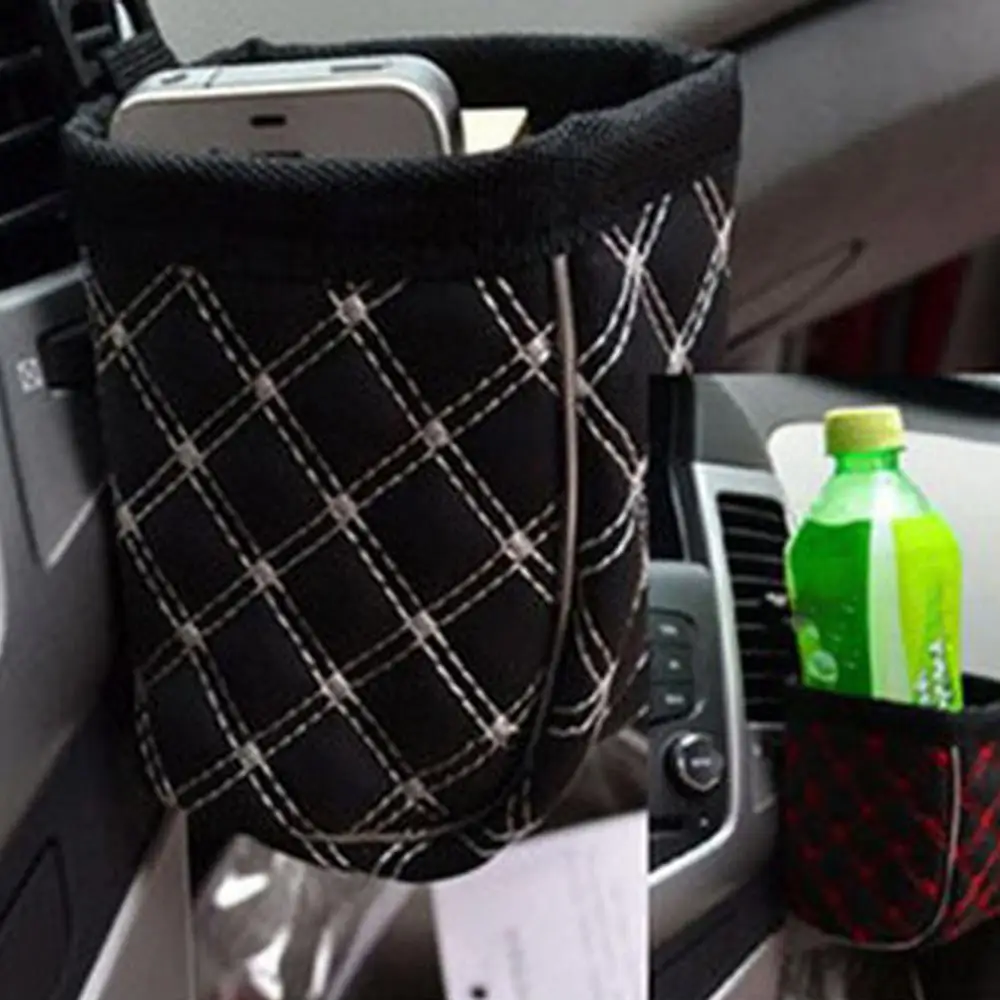 

Universal Car Air Vent Organizer Box Storage Bag With Hook Auto Mount Outlet Microfiber Leather Container Pocket Phone Holder