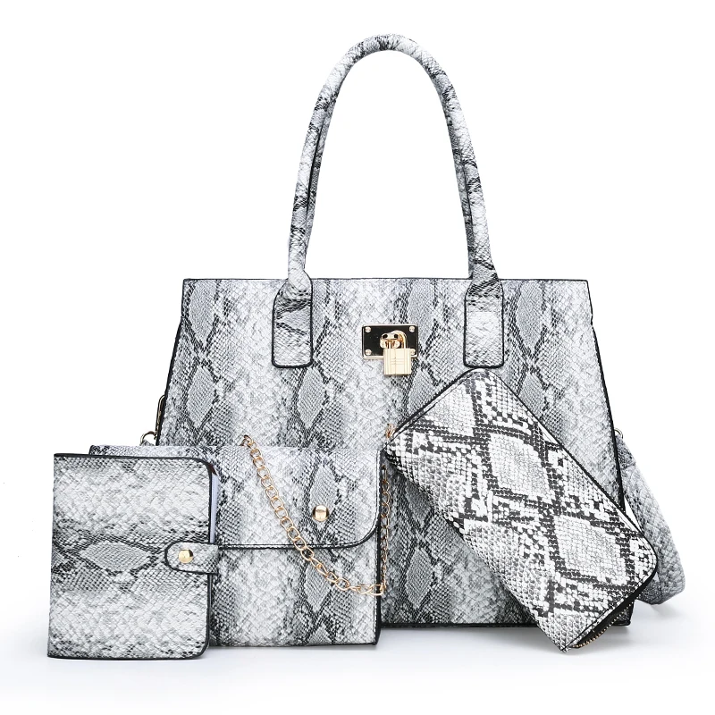 Комплект из 3 предметов, женская сумка, композитная сумка, сумка из змеиной кожи, костюм, новые роскошные женские кошельки и сумки, сумка на плечо, Прямая поставка