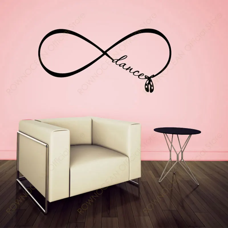 Infinity Dance Sign Symbol Vinyl Home Decor Wall Sticker Interior Art Decoration Girls Room Dancer Studio Decals Rimovibile 4845