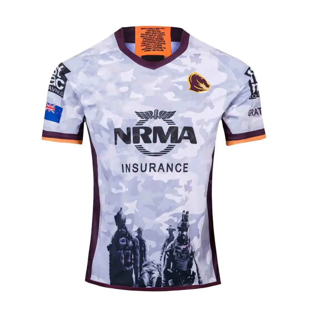 

2019/20 Australis Brisbane Broncos ANZAC RUGBY JERSEY gym golf embroidered size:S-3XL Free Shipping Order 10 pieces for 1 piece