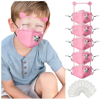 

1/3/4/5pc Mouth Masks With 2/6/8/10 Pcs Filter Kids Child Washable Reusable Face Mask And Detachable Eye Shield Mascarillas