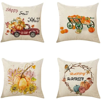 

Pillow Covers Pumpkin Thanksgiving Farmhouse Decorative Autumn Pillowcase Cotton Linen Cushion Case for Home Decor