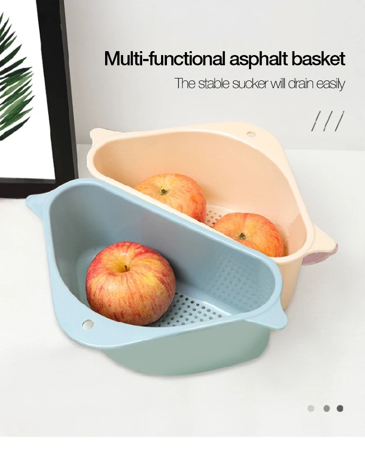 Kitchen Sink Multifunctional Storage Rack Washing Bowl Sponge Drain Rack High Quality Plastic Free Punch Kitchen Fruit Organizer (1)