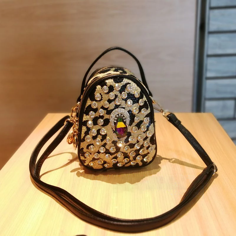 ^*Best Offers Women Shoulder Bags Crystal Leopard Rivets Totes Gold Luxury 2019 New Women Leather Punk Handbags Ladies Small Crossbody Bags ^*Best Offers Women Shoulder Bags Crystal Leopard Rivets Totes Gold Luxury 2019 New Women Leather Punk Handbags Ladies Small Crossbody Bags