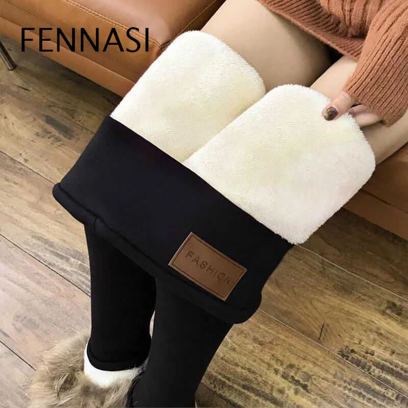 FENNASI женские черные леггинсы с высокой талией, сексуальные женские зимние теплые леггинсы, женские модные очень толстые леггинсы
