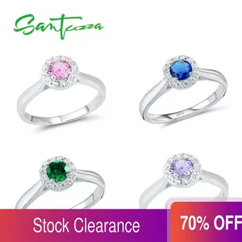 

SANTUZZA Silver Ring For Women 925 Sterling Silver Fashion Round Rings for Women 2017 Cubic Zirconia Ringen Party Jewelry