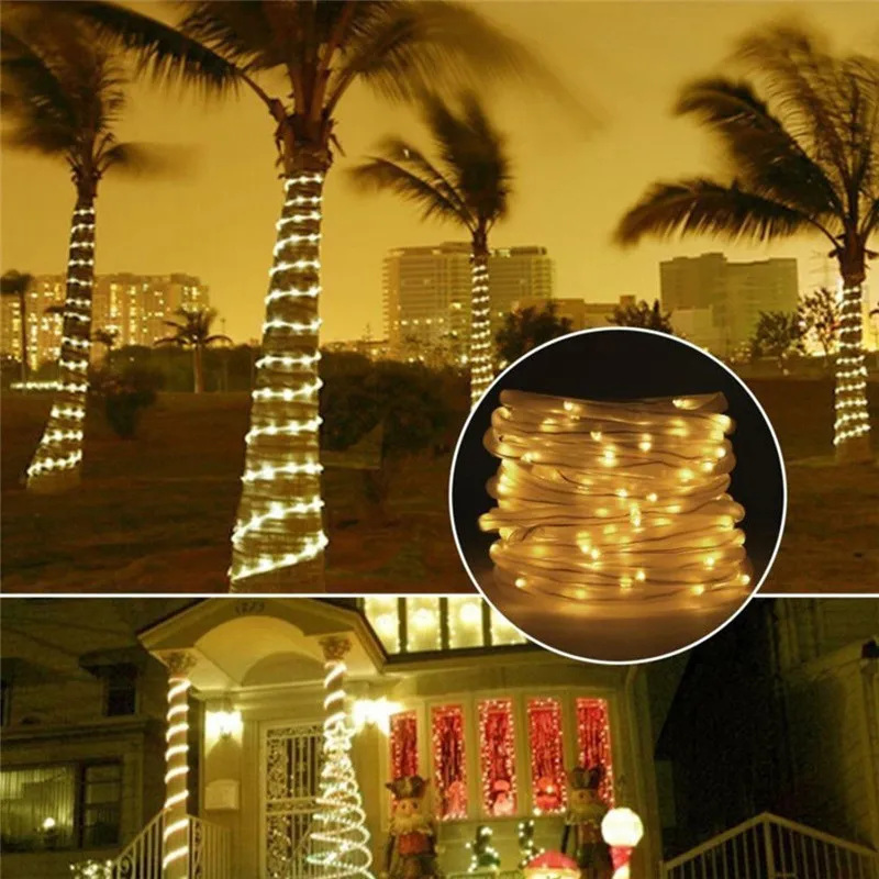 Solar Powered Rope Tube String Lights, Waterproof